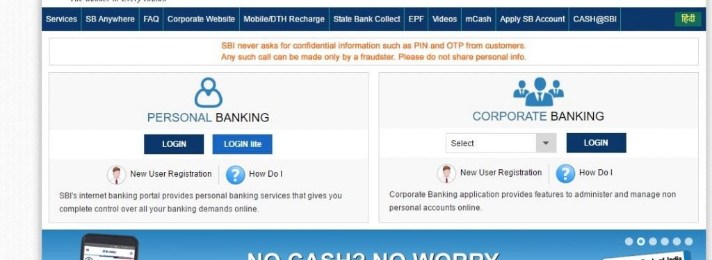 One can access official website of SBI Internet Banking which is at sbionline.com to use Corporate Banking login which gives facility to control non-personal SBI account online via desktop/ laptop or mobile