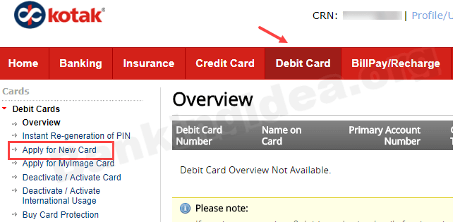 debit card option